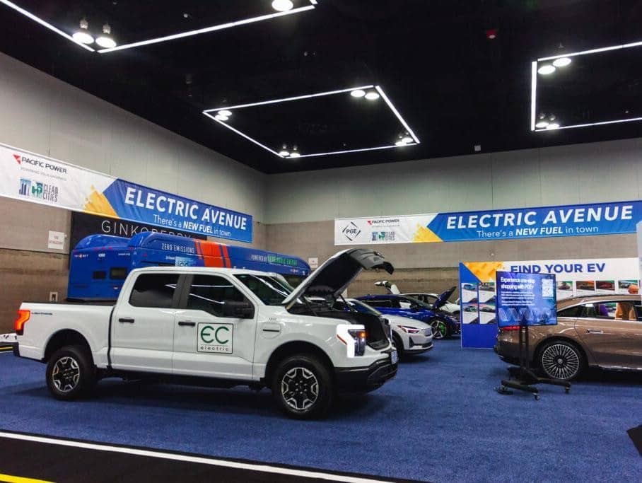 Electric cars at an autoshow